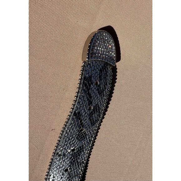 Chico's Belt Statement Studded Plastic Rhinestone Faux Snakeskin Silver 37.5 In. - Picture 10 of 16